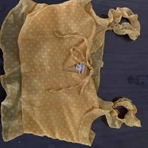 Structured yellow polka dot crop top